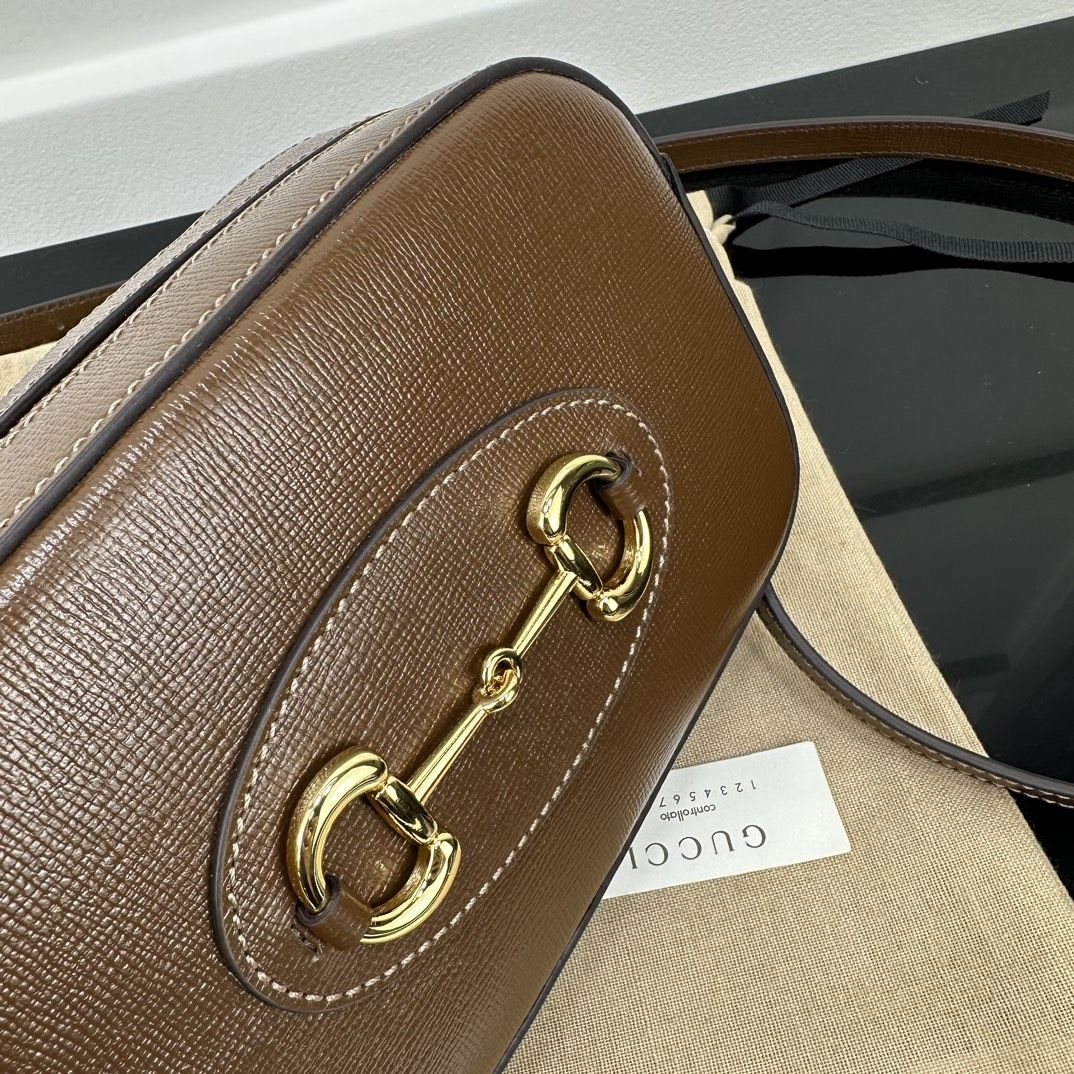 Gucci Horsebit 1955 Small Shoulder Bag Brown Leather