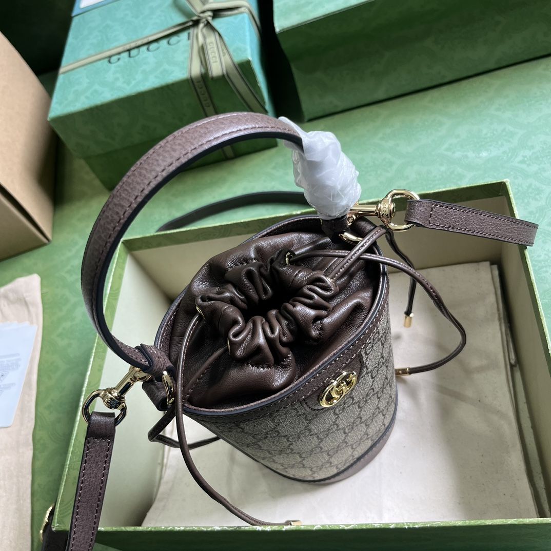 Gucci Ophidia Mini Bucket Bag Beige And Ebony Supreme