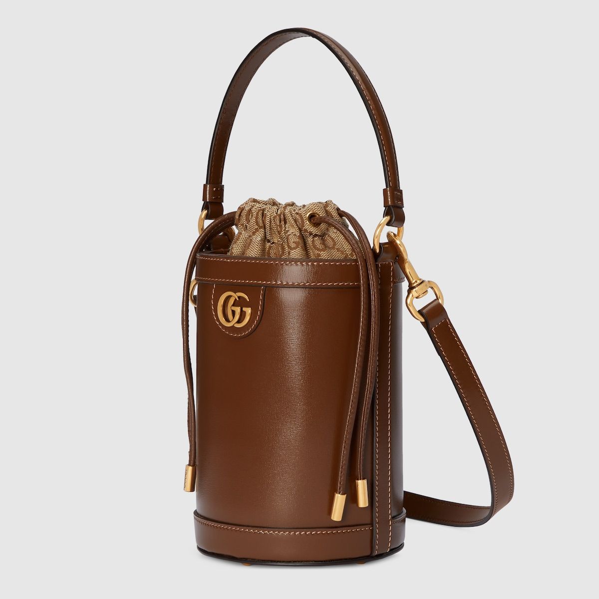 Gucci Ophidia Mini Bucket Bag Brown Leather