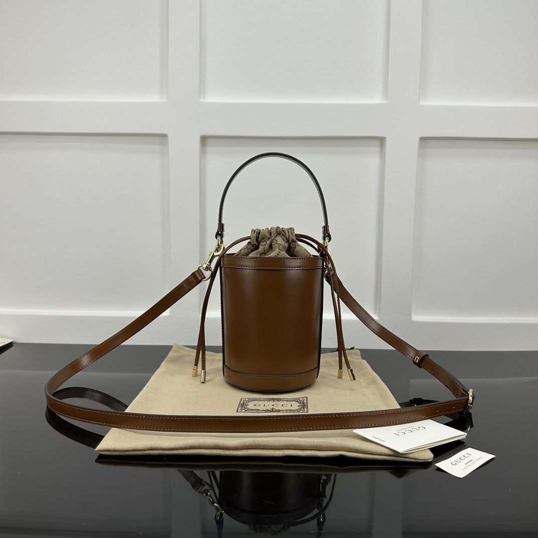 Gucci Ophidia Mini Bucket Bag Brown Leather