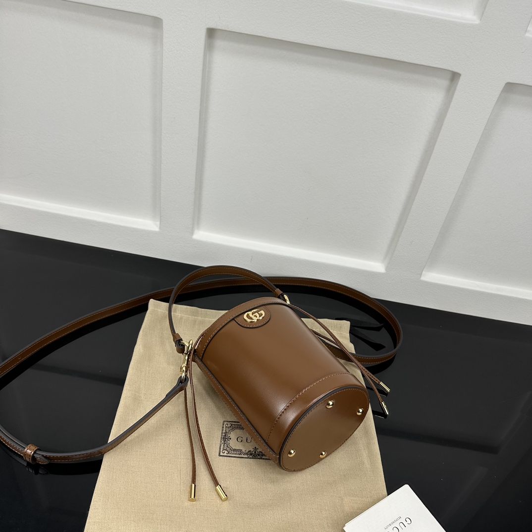 Gucci Ophidia Mini Bucket Bag Brown Leather