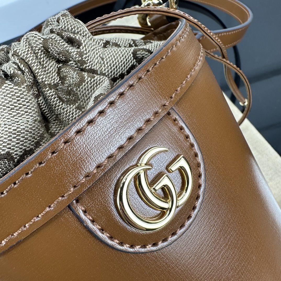 Gucci Ophidia Mini Bucket Bag Brown Leather