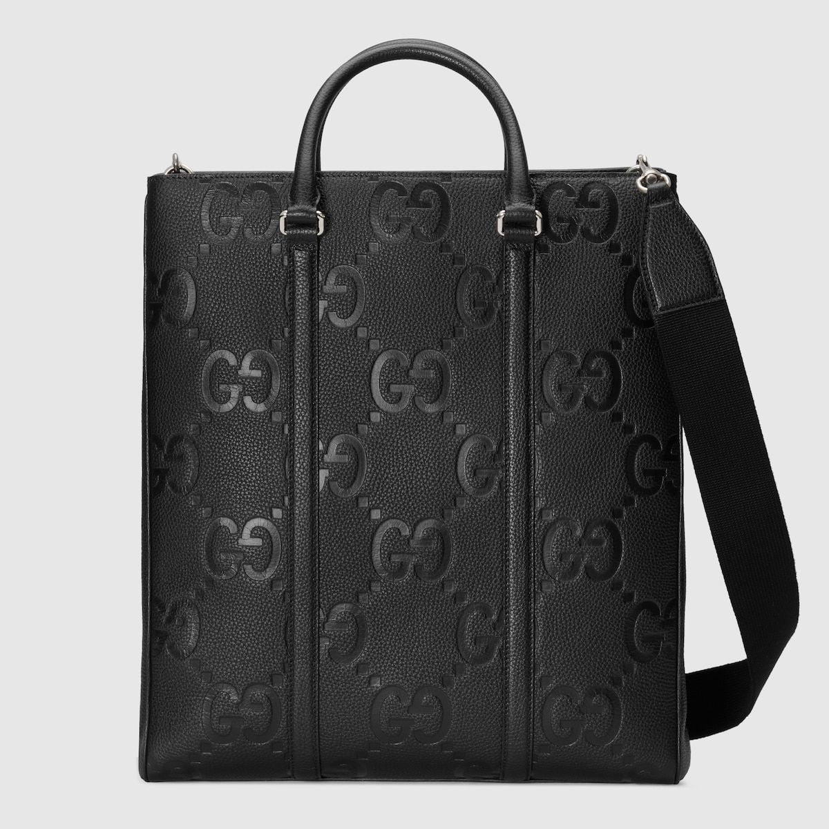 Gucci Jumbo Gg Medium Tote Bag Black Leather