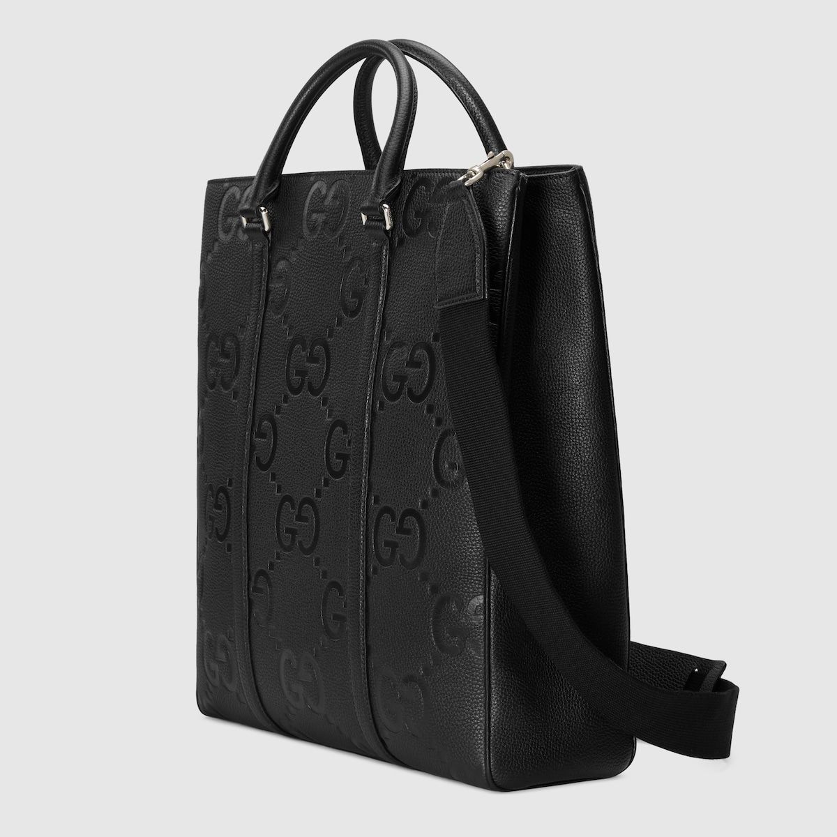 Gucci Jumbo Gg Medium Tote Bag Black Leather