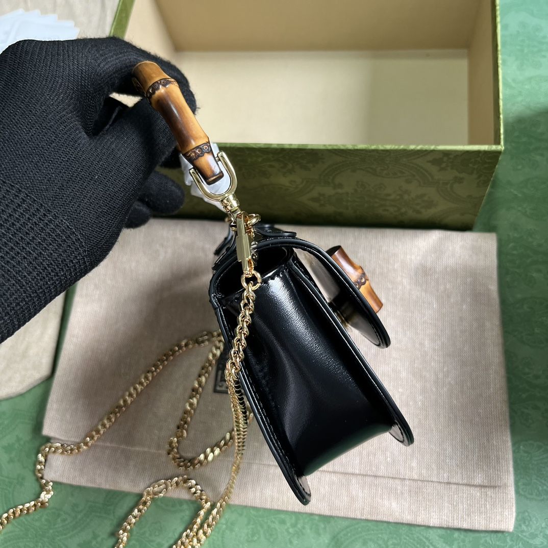 Gucci Bamboo 1947 Super Mini Bag Black Leather