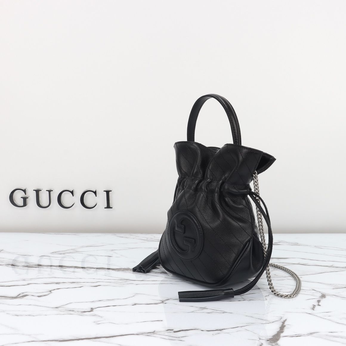 Gucci Blondie Mini Bucket Bag Black Leather