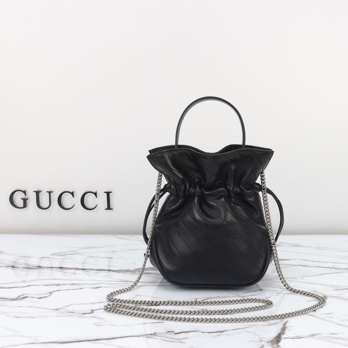 Gucci Blondie Mini Bucket Bag Black Leather