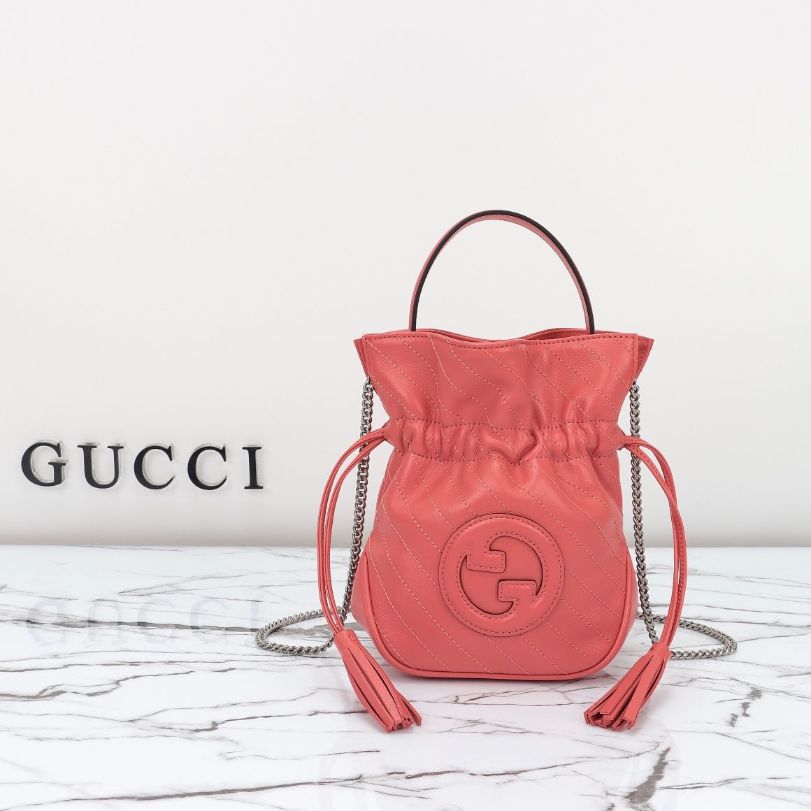 Gucci Blondie Mini Bucket Bag Pink Leather