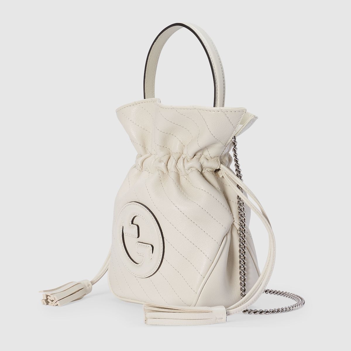 Gucci Blondie Mini Bucket Bag White Leather