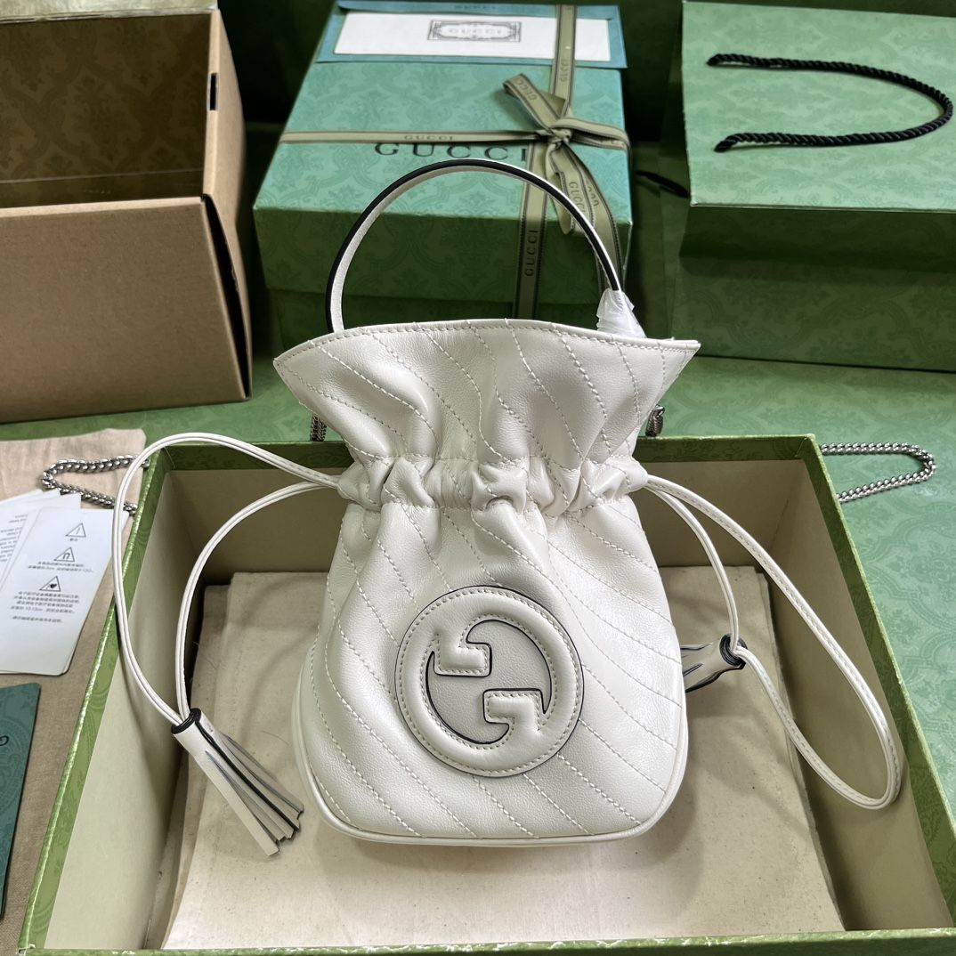 Gucci Blondie Mini Bucket Bag White Leather