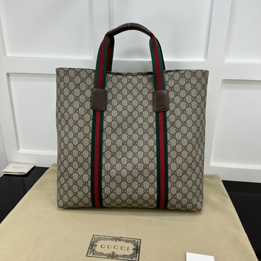 Gucci Gg Tender Medium Tote Bag Beige And Ebony Supreme Tender