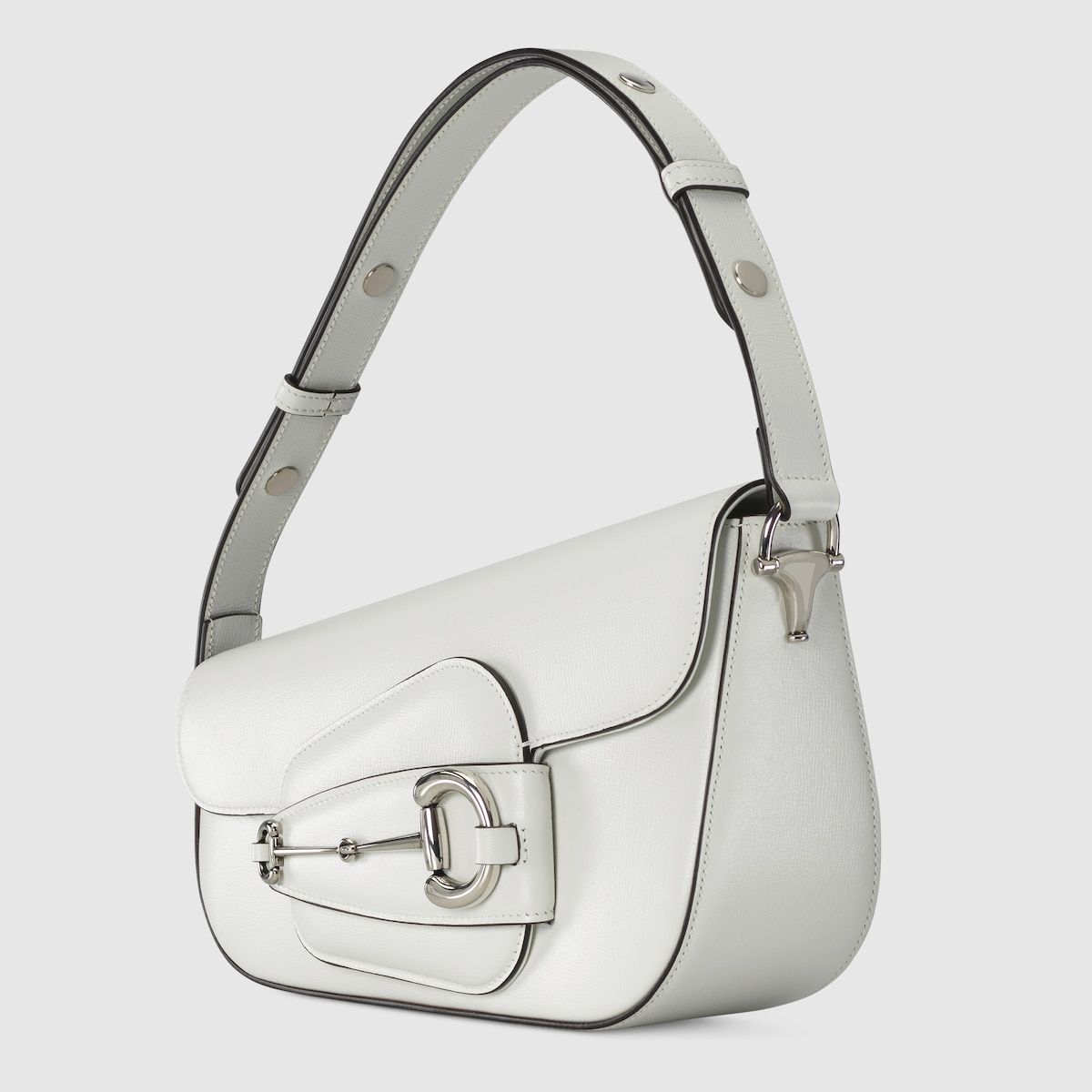 Gucci Horsebit 1955 Small Shoulder Bag White Leather