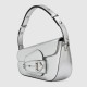 Gucci Horsebit 1955 Small Shoulder Bag Metallic Silver Leather