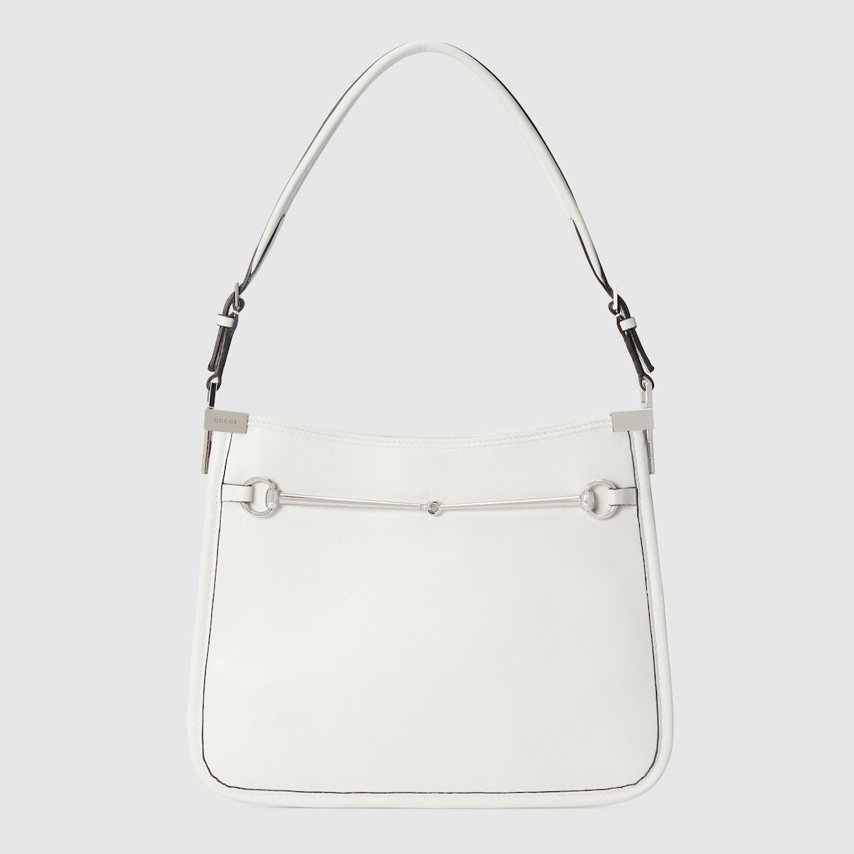 Gucci Horsebit Slim Small Shoulder Bag White Leather