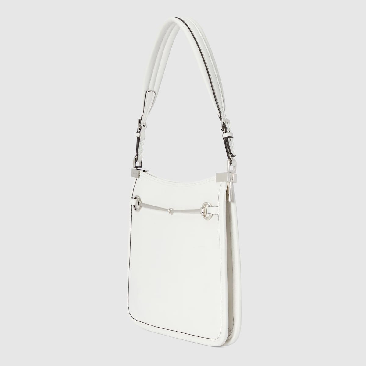 Gucci Horsebit Slim Small Shoulder Bag White Leather