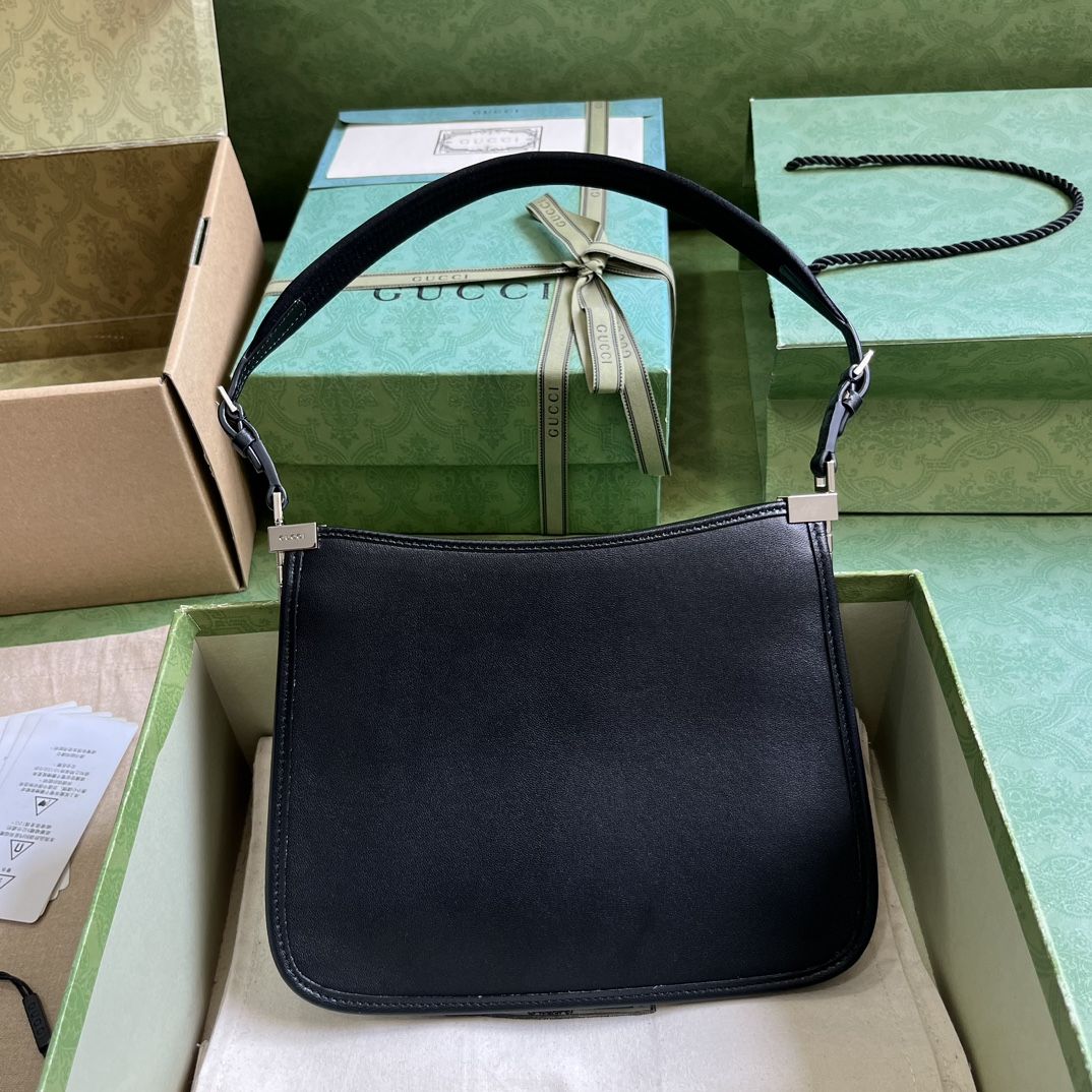 Gucci Horsebit Slim Small Shoulder Bag Black Leather