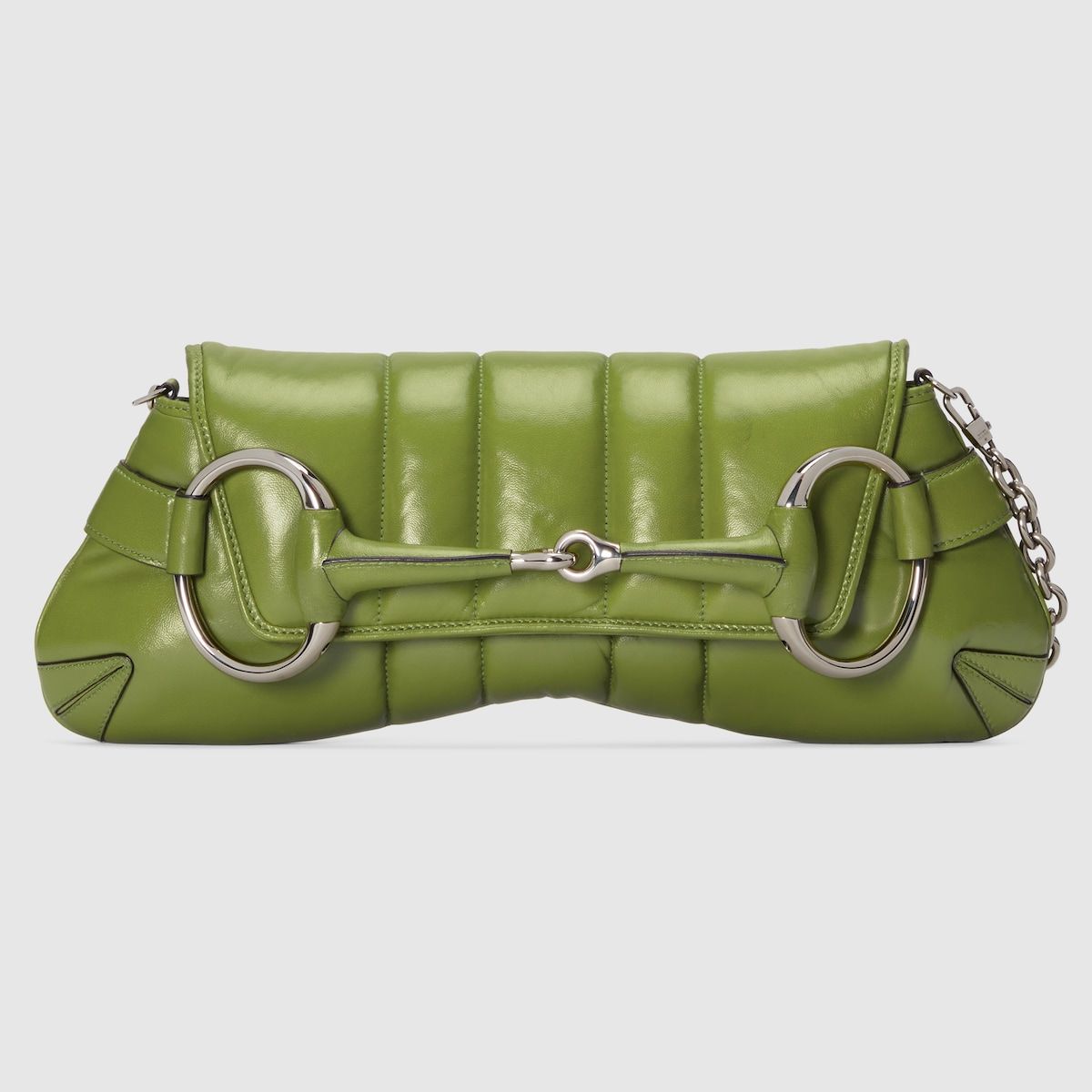 Gucci Horsebit Chain Medium Shoulder Bag Green Leather