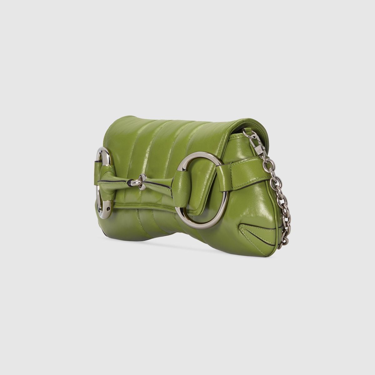 Gucci Horsebit Chain Medium Shoulder Bag Green Leather