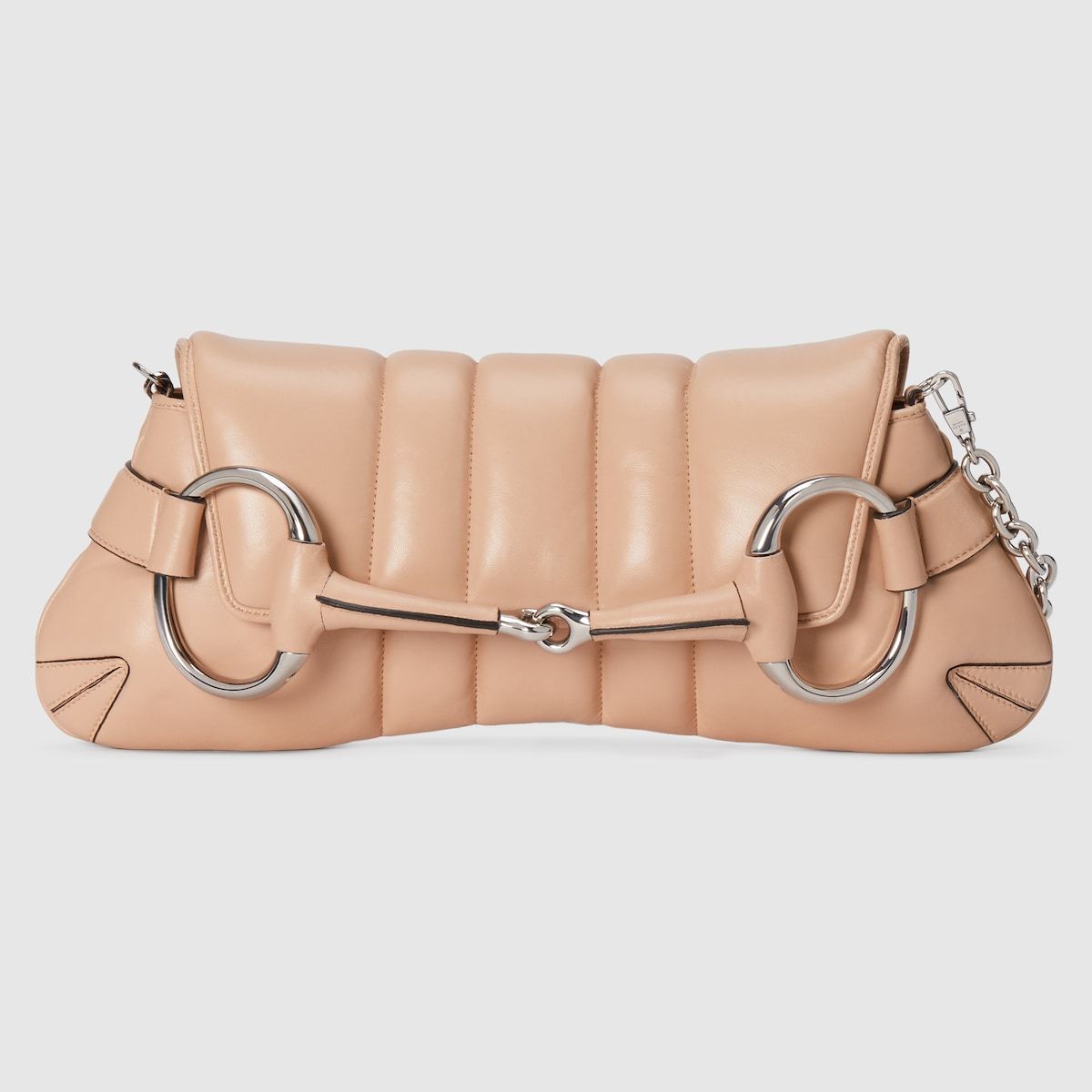 Gucci Horsebit Chain Medium Shoulder Bag Rose Beige Leather