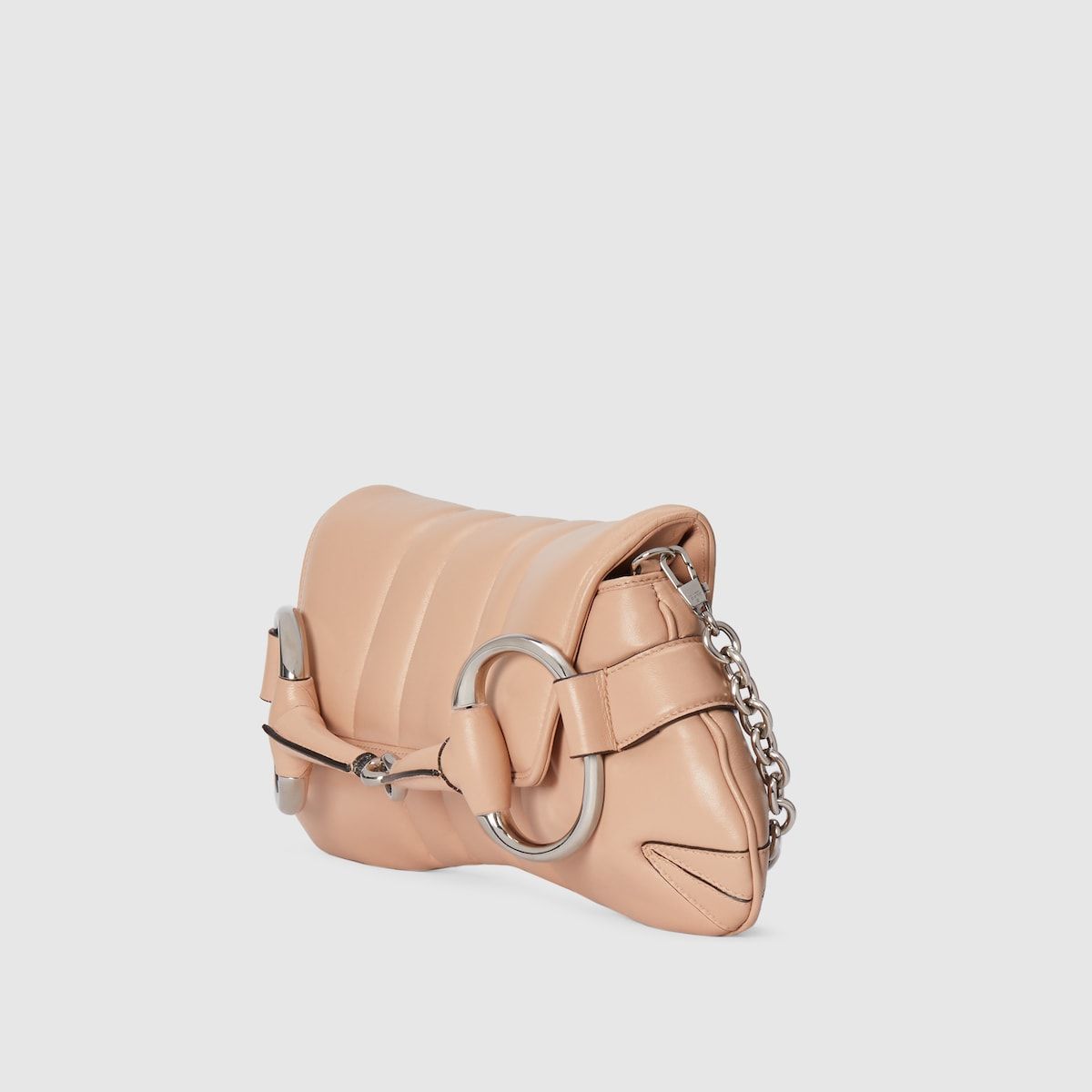 Gucci Horsebit Chain Medium Shoulder Bag Rose Beige Leather