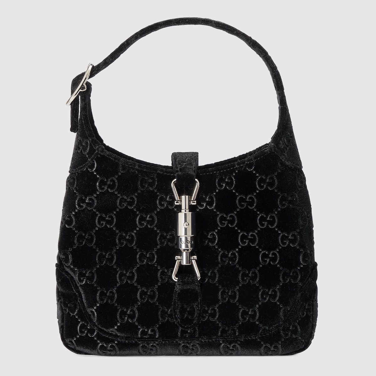 Gucci Jackie 1961 Small Shoulder Bag Black Gg Velvet