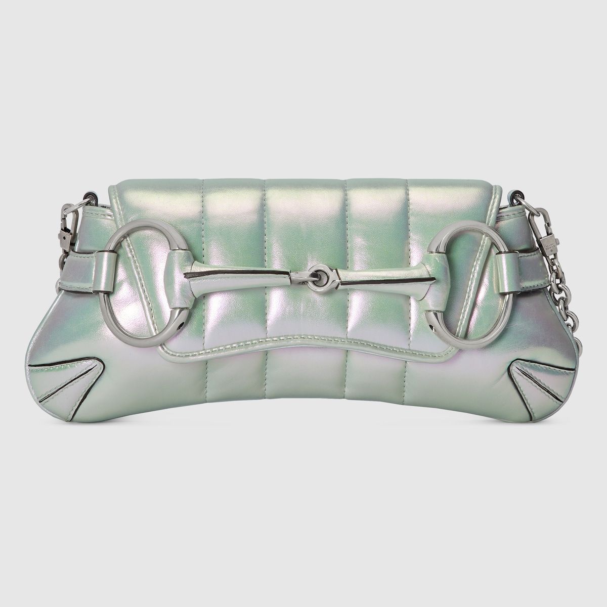 Gucci Horsebit Chain Small Shoulder Bag Green Iridescent Leather