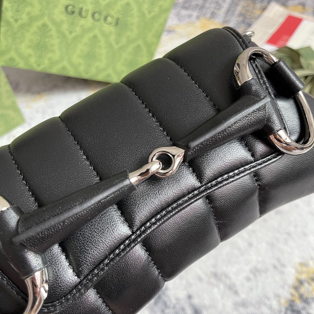 Gucci Horsebit Chain Small Shoulder Bag Black Leather