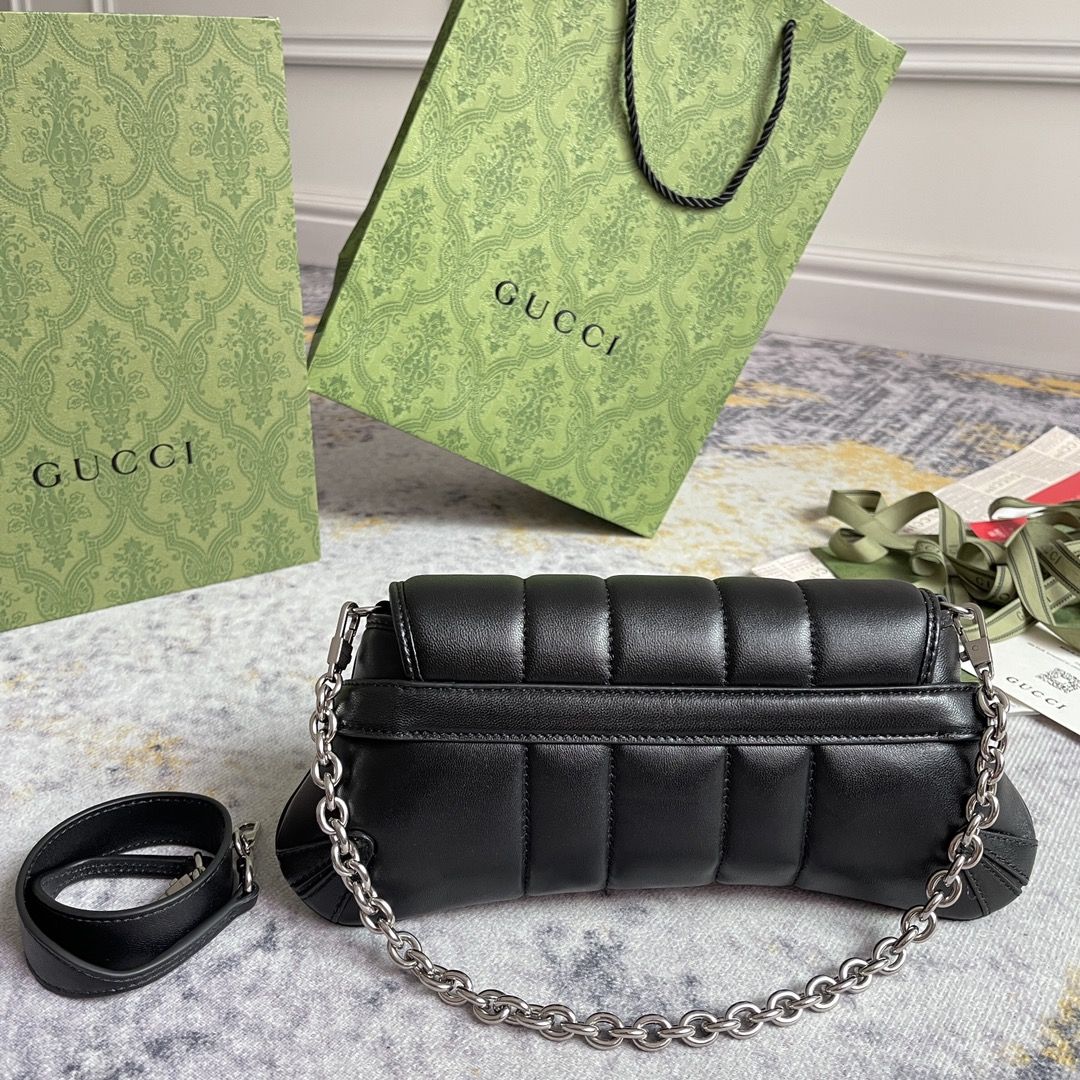 Gucci Horsebit Chain Small Shoulder Bag Black Leather