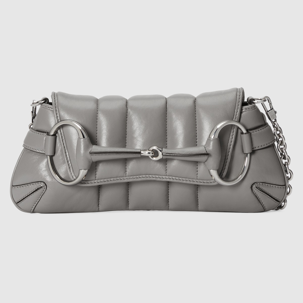 Gucci Horsebit Chain Small Shoulder Bag Grey Leather