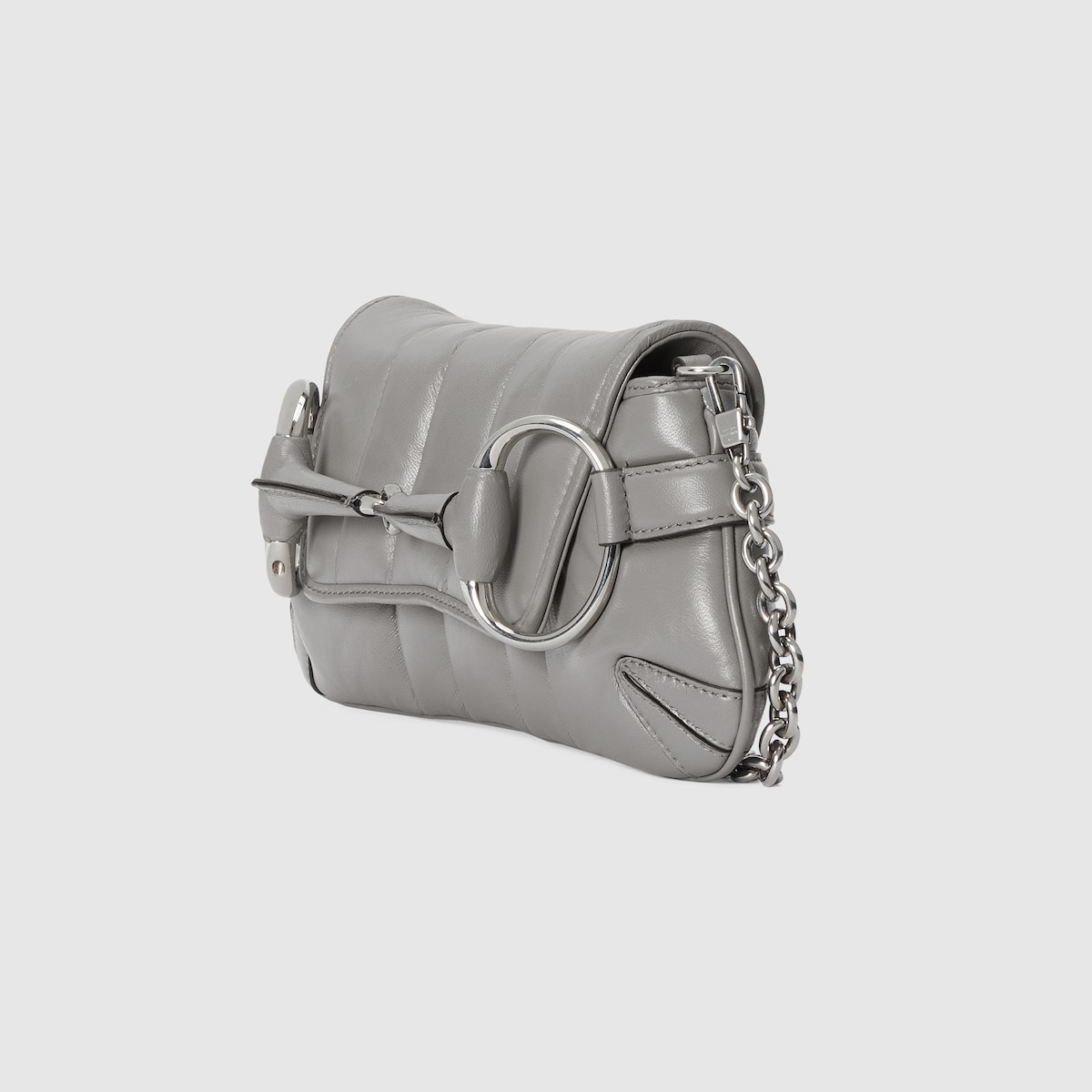 Gucci Horsebit Chain Small Shoulder Bag Grey Leather