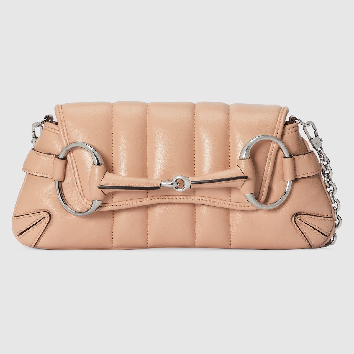 Gucci Horsebit Chain Small Shoulder Bag Rose Beige Leather