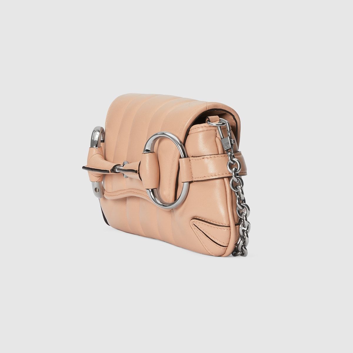 Gucci Horsebit Chain Small Shoulder Bag Rose Beige Leather