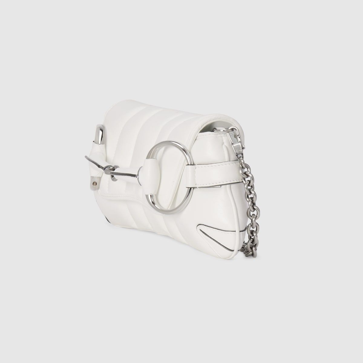 Gucci Horsebit Chain Small Shoulder Bag White Leather