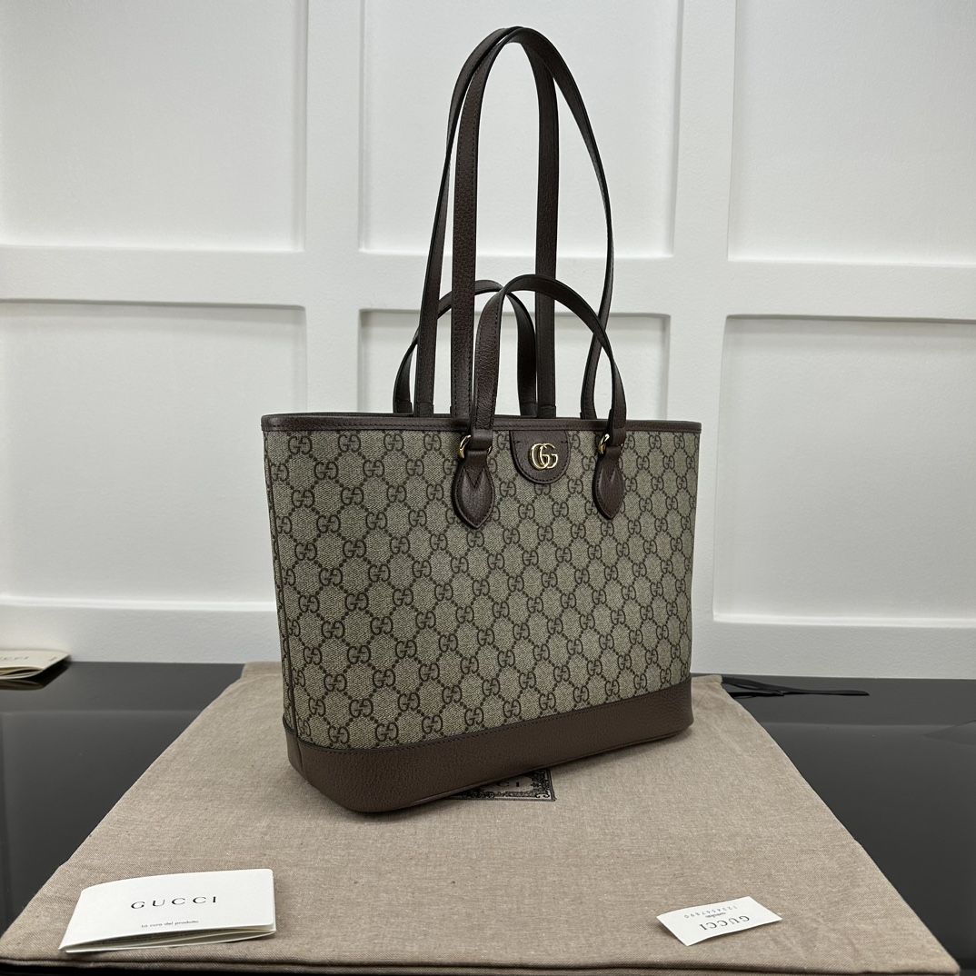 Gucci Ophidia Gg Mini Tote Bag Beige And Ebony Supreme