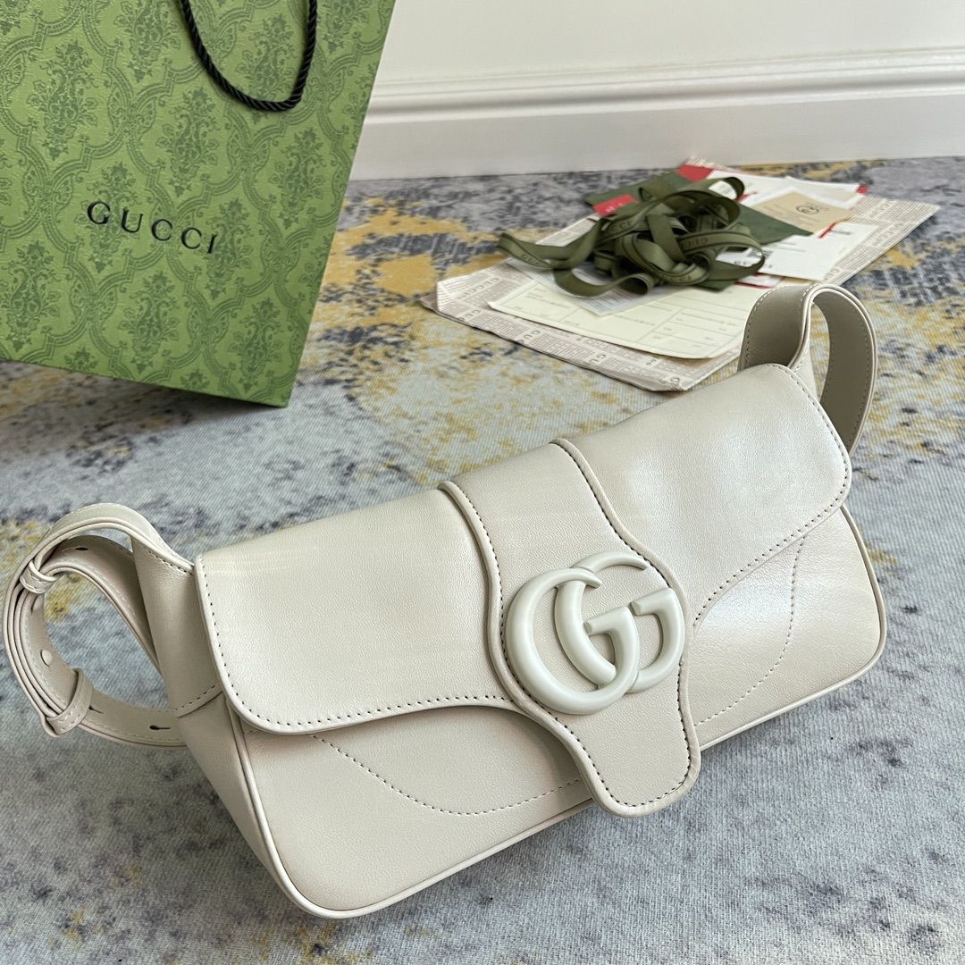 Gucci Aphrodite Small Shoulder Bag White Leather