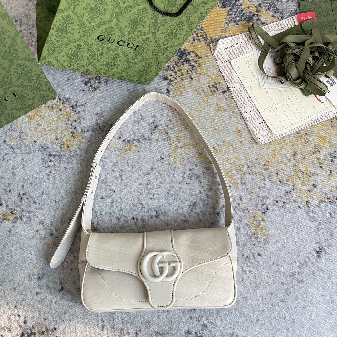 Gucci Aphrodite Small Shoulder Bag White Leather