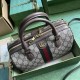 Gucci Ophidia Gg Small Top Handle Bag Beige And Ebony Canvas