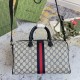 Gucci Ophidia Gg Medium Top Handle Bag Blue And Beige Canvas