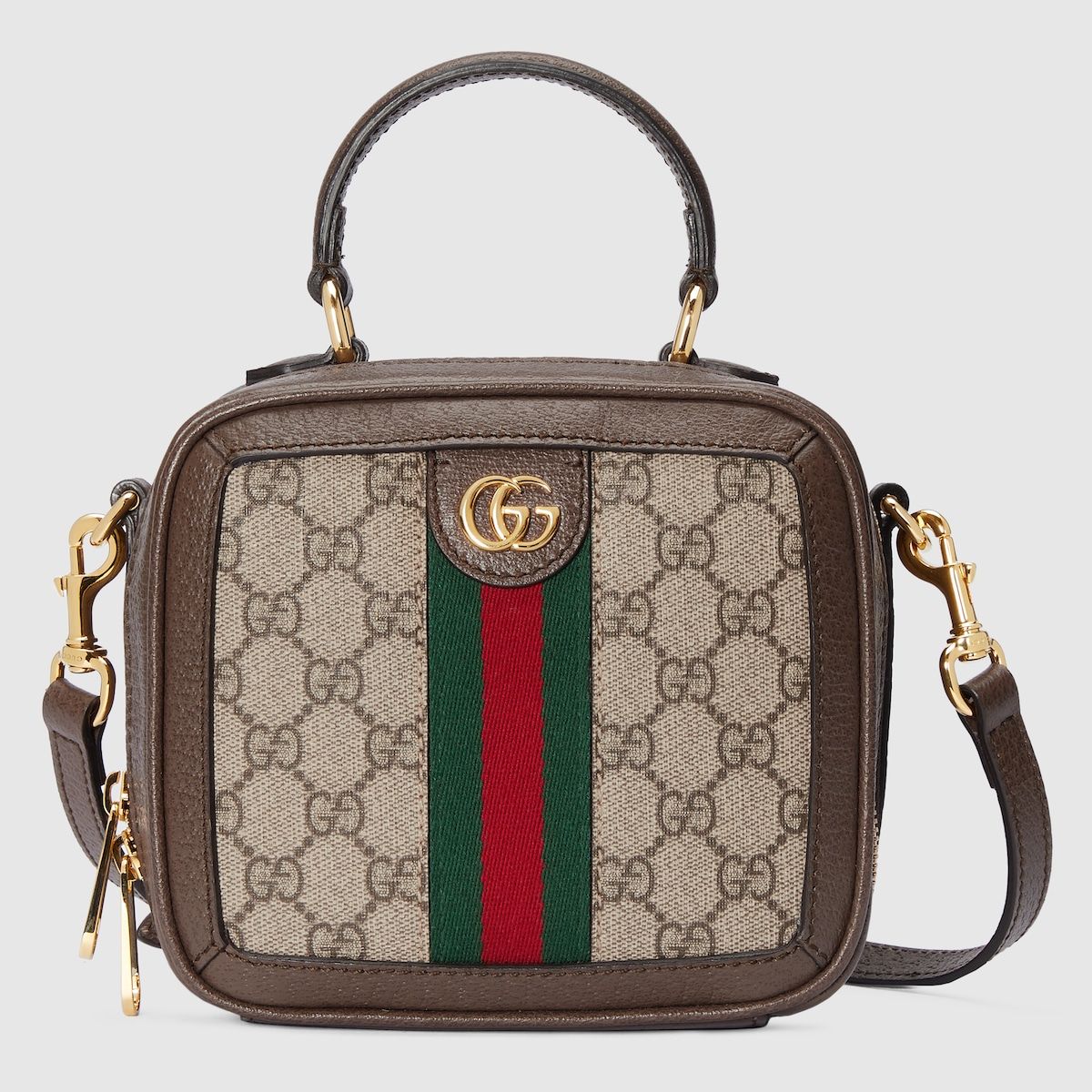 Gucci Ophidia Gg Mini Top Handle Bag Beige And Ebony Gg Supreme