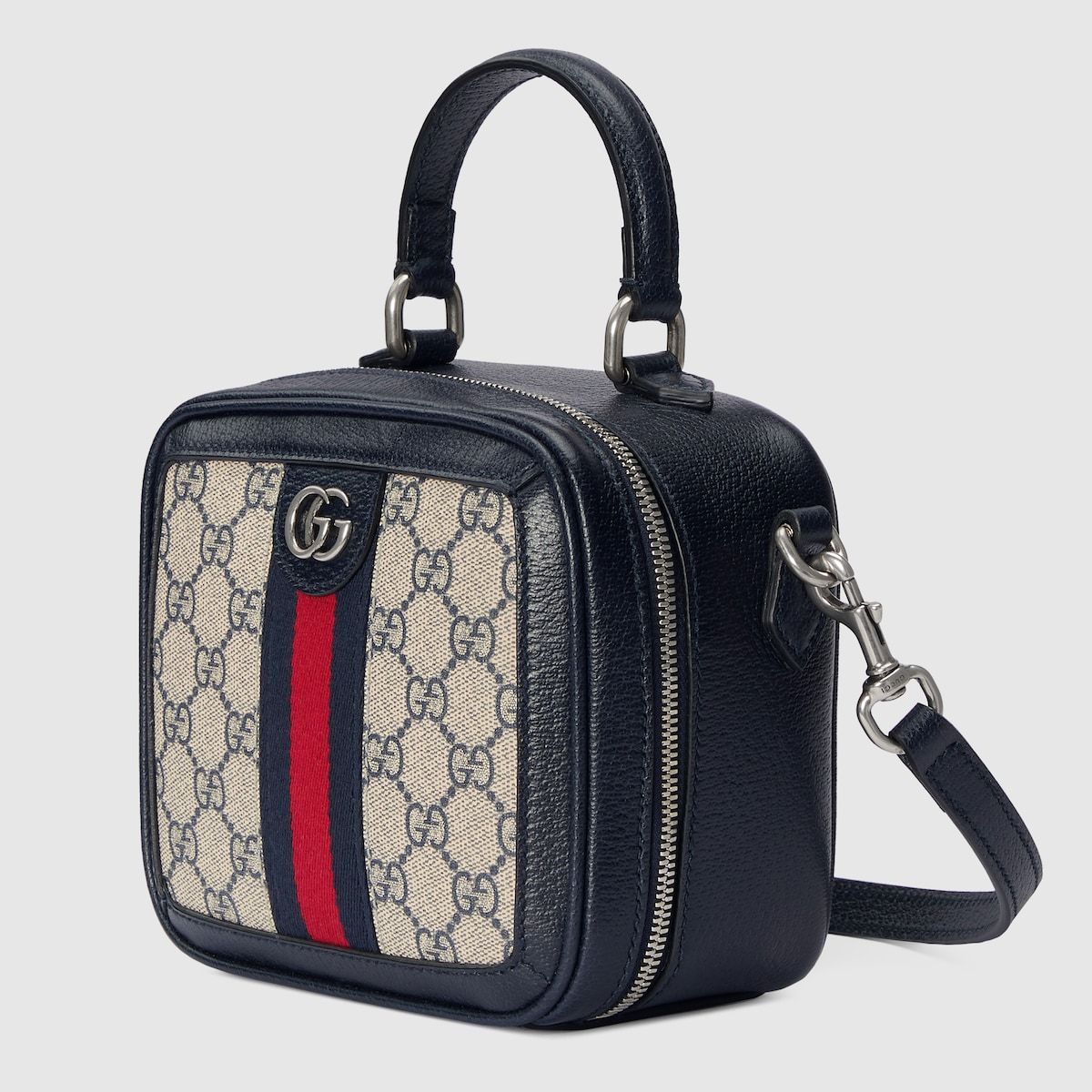 Gucci Ophidia Gg Mini Top Handle Bag Beige And Blue Gg Supreme