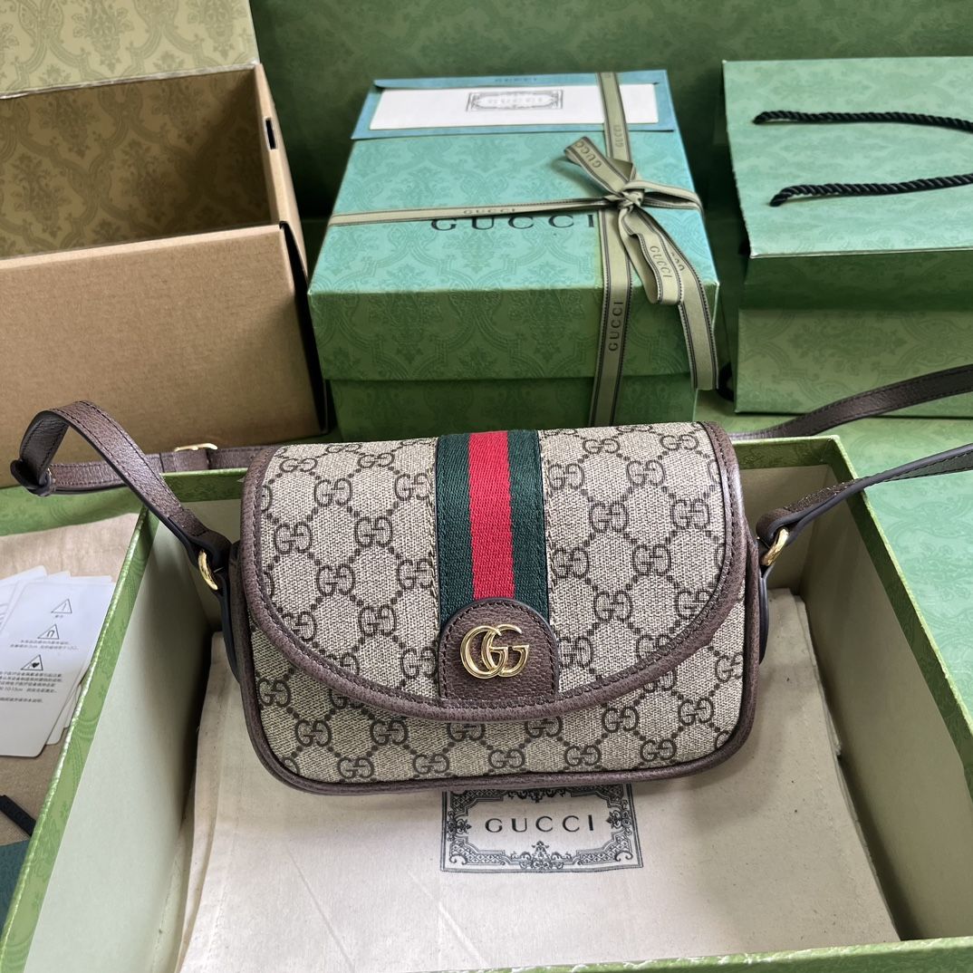 Gucci Ophidia Gg Mini Shoulder Bag Beige And Ebony Gg Supreme