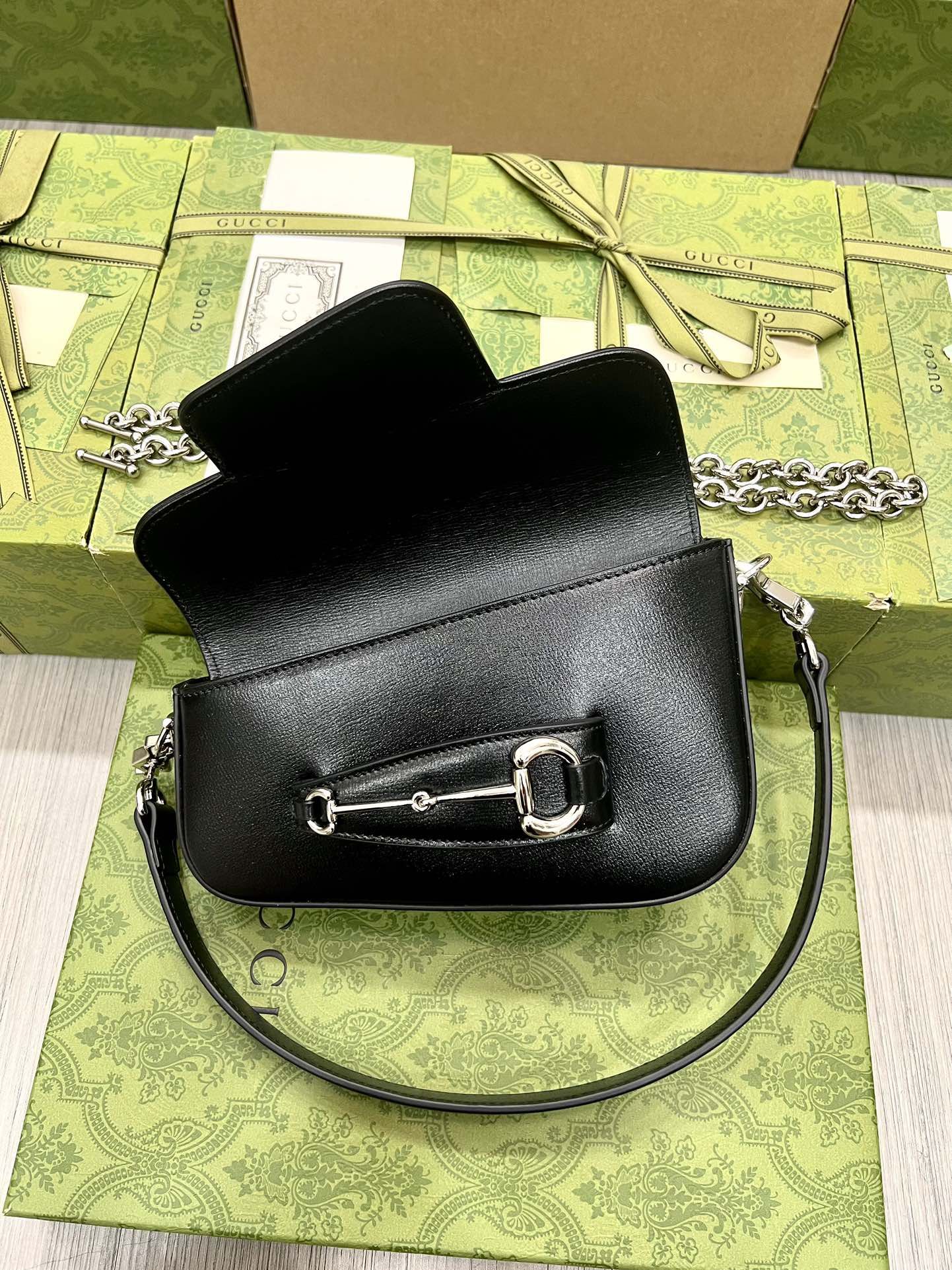 Gucci Horsebit 1955 Mini Shoulder Bag Black Leather