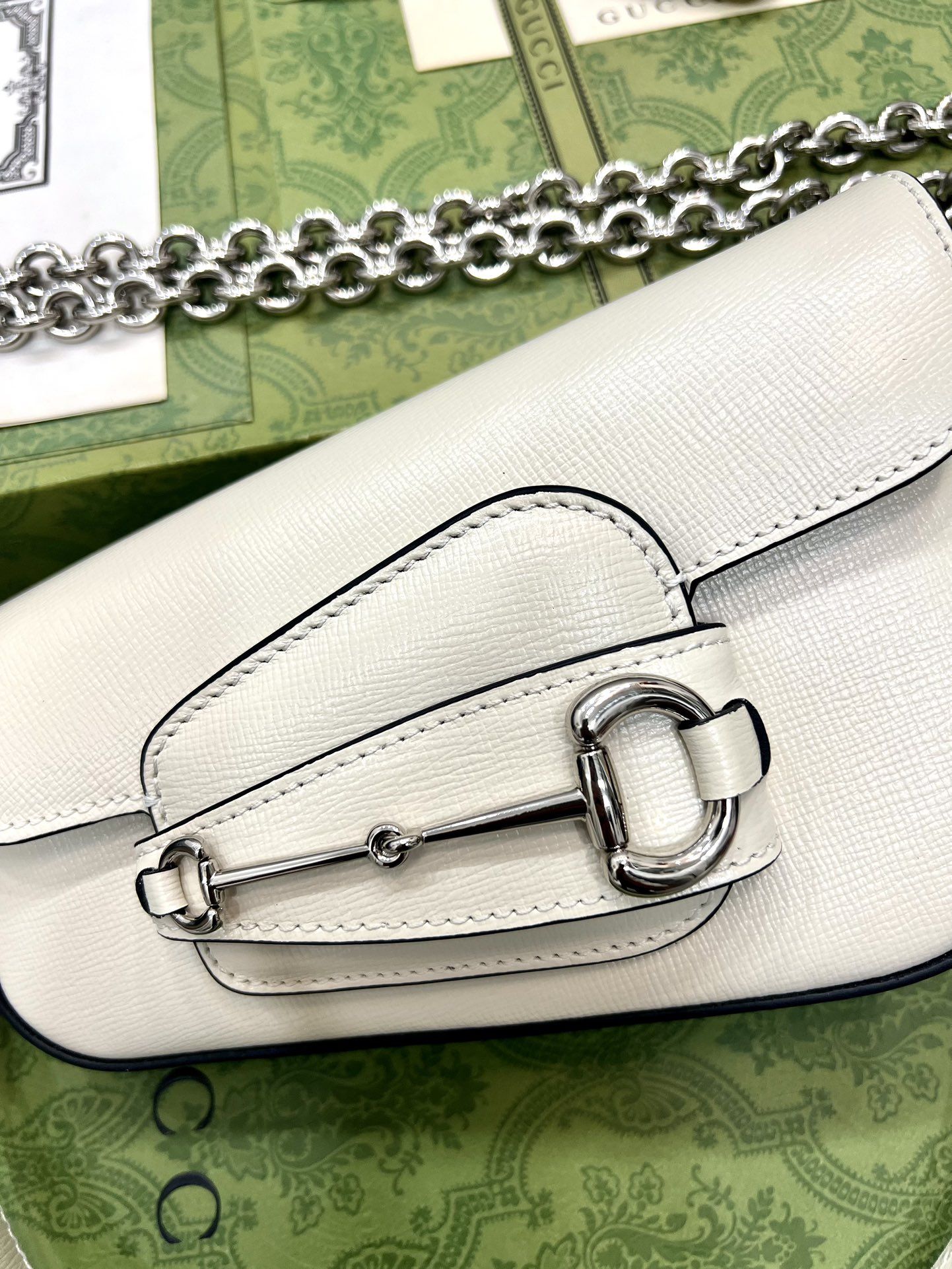 Gucci Horsebit 1955 Mini Shoulder Bag White Leather