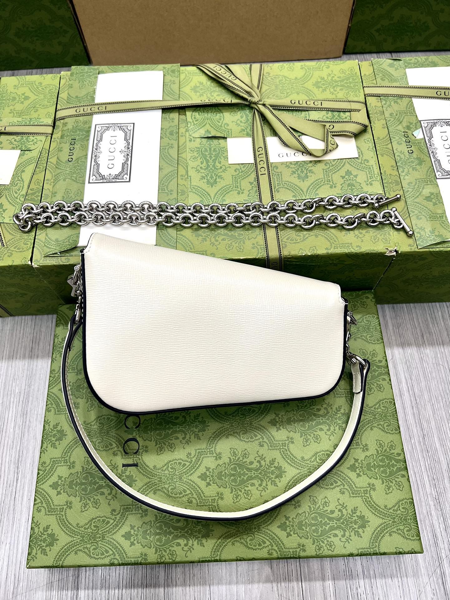 Gucci Horsebit 1955 Mini Shoulder Bag White Leather