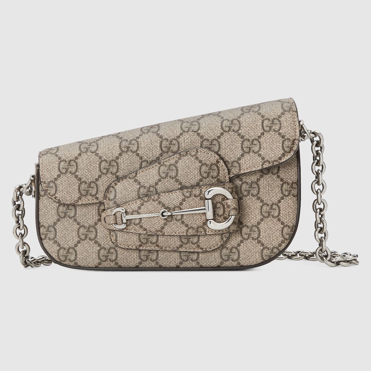 Gucci Horsebit 1955 Small Shoulder Bag Beige And Ebony Gg Supreme