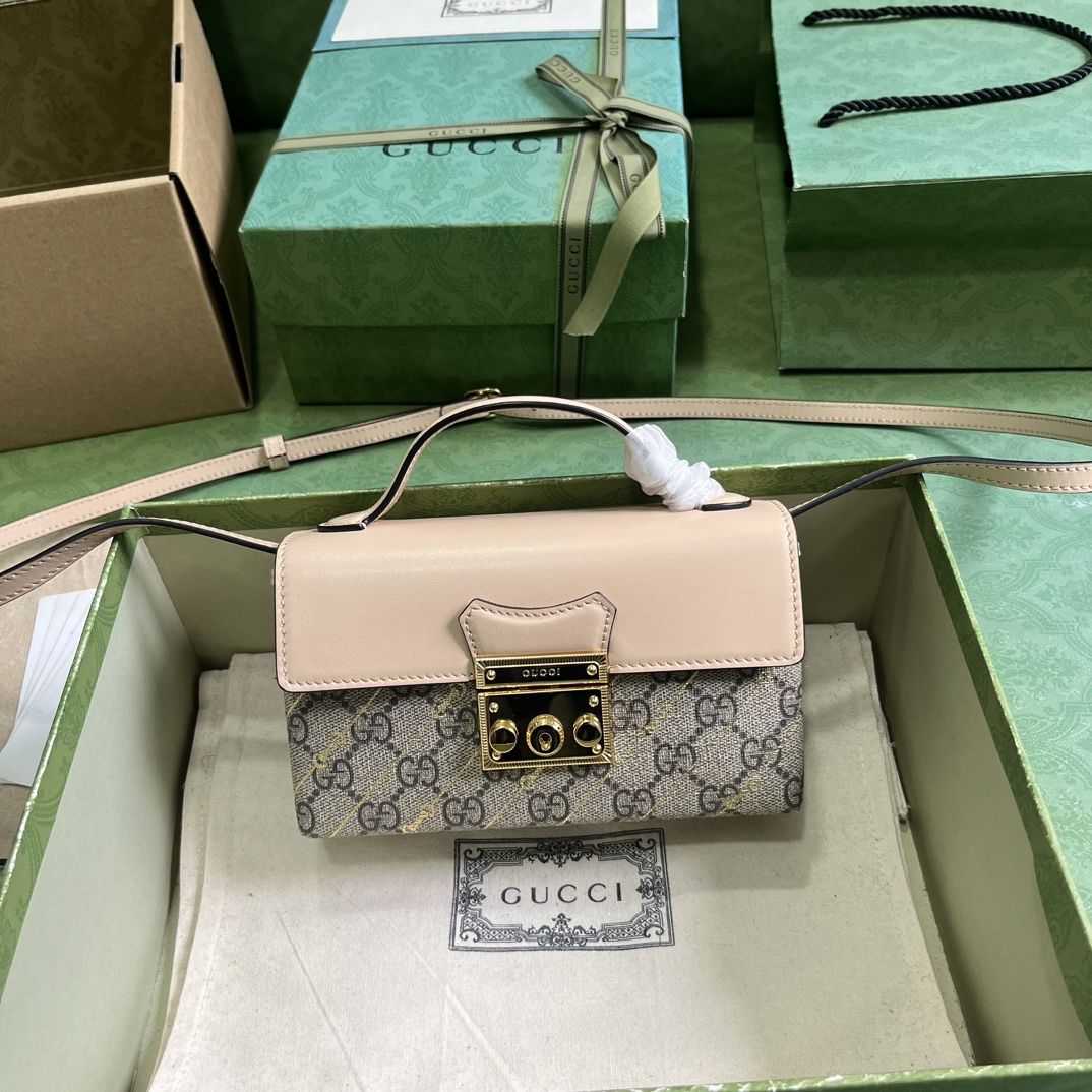 Gucci Padlock Mini Bag With Horsebit Print Beige And Ebony Supreme