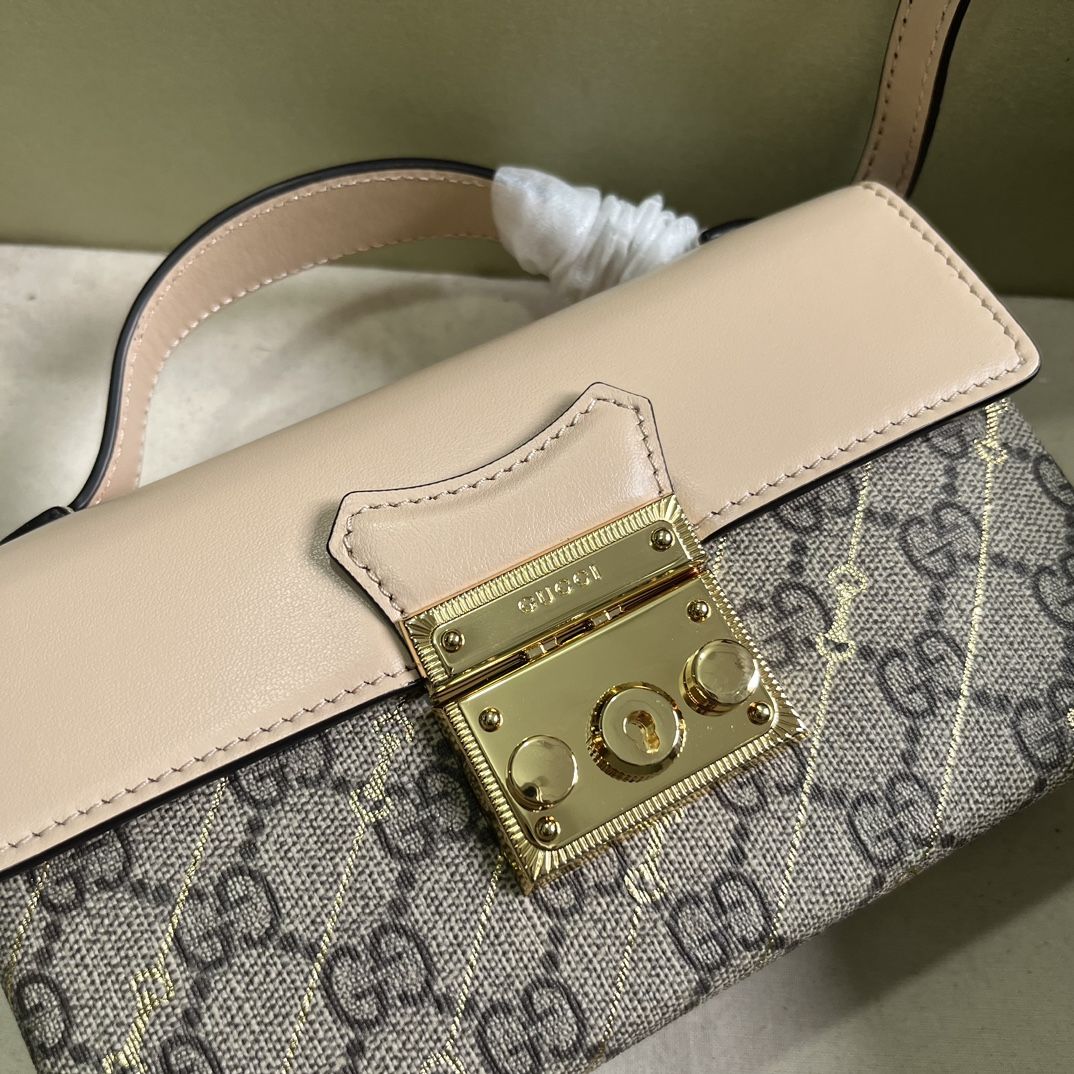 Gucci Padlock Mini Bag With Horsebit Print Beige And Ebony Supreme