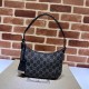 Gucci Horsebit Slim Small Shoulder Bag Black And Grey Gg Denim