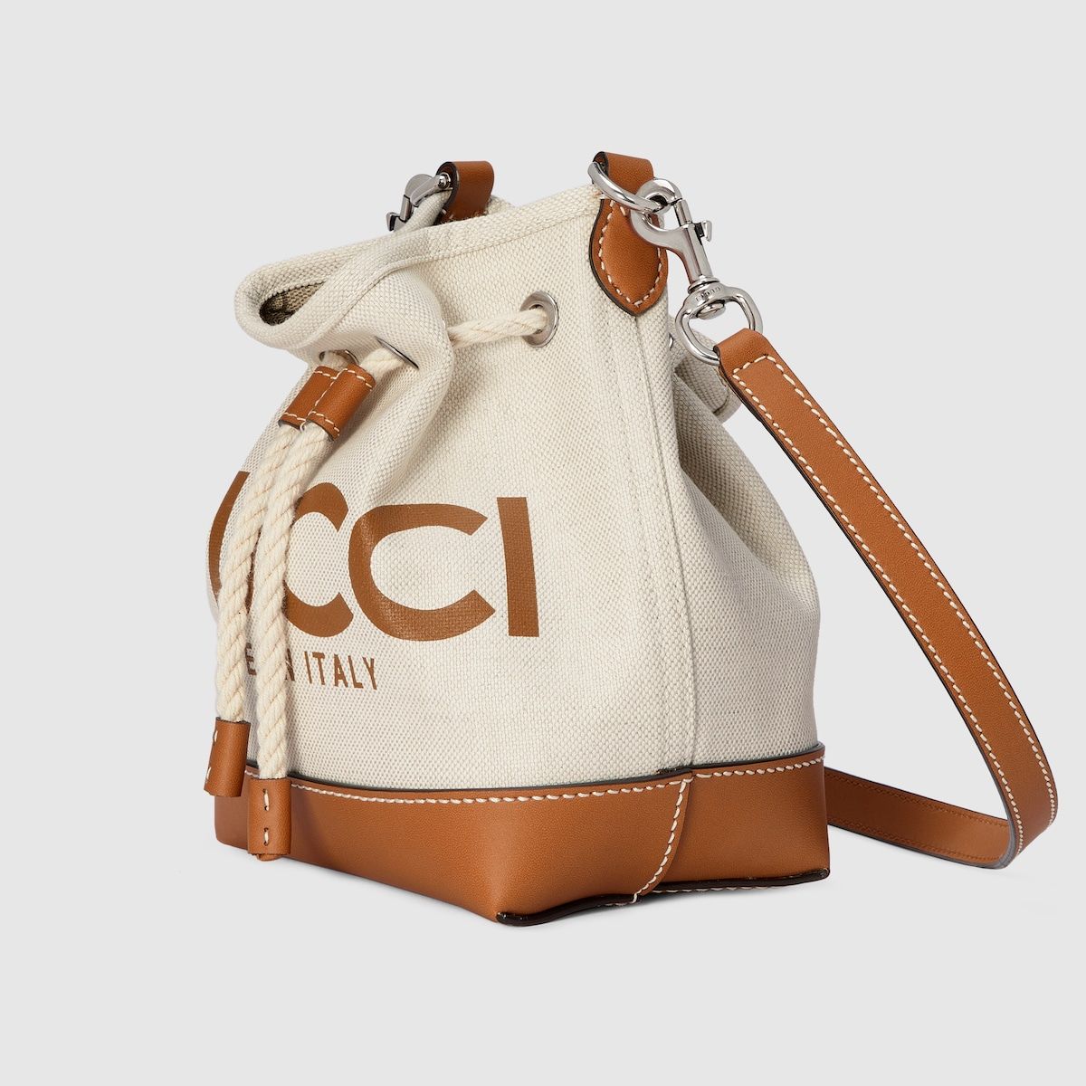 Gucci Mini Shoulder Bag With Gucci Print Beige Canvas