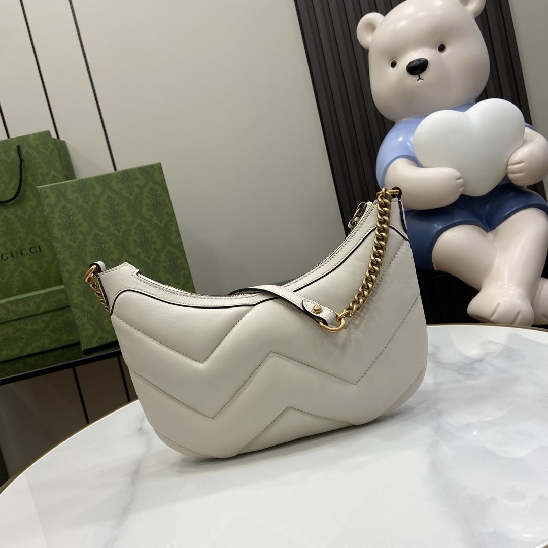 Gucci Gg Marmont Small Shoulder Bag White Leather